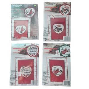 Lot of 4 Vintage New Berlin Co Christmas Counted Cross Stitch Greeting Card Kits
